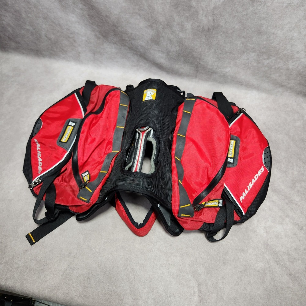 Ruffwear Palisades Dog Pack Med Red Hiking Backpack Hydration Bladders Harness